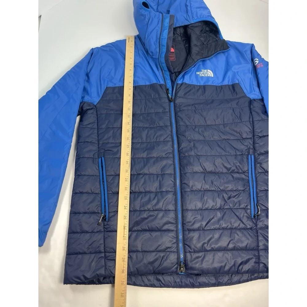 The North Face Victory Puffer Jacket Hooded Blue Black Size Large Summit Series